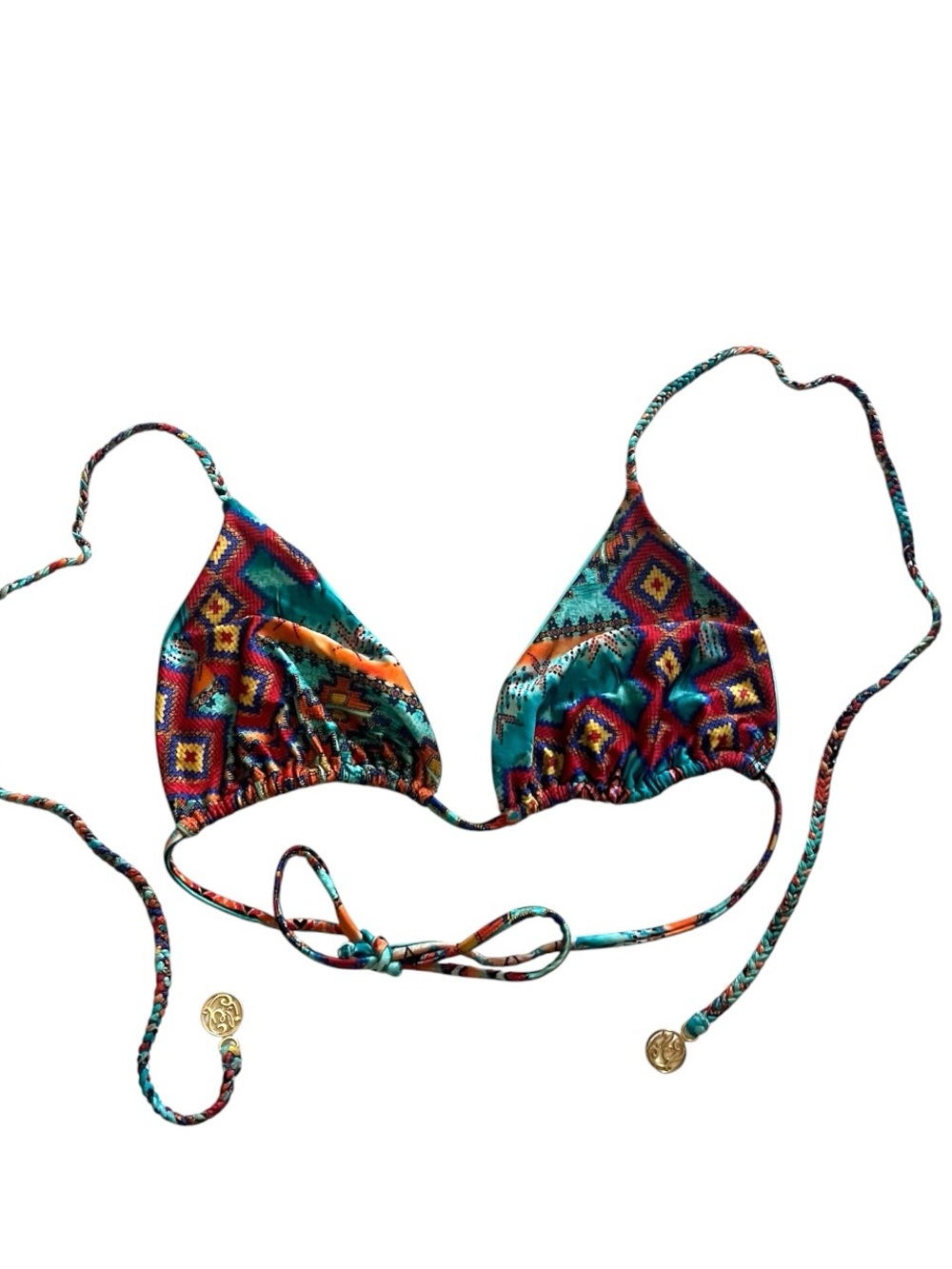 Luli Fama Turquoise Bikini set with Multicolor Trim